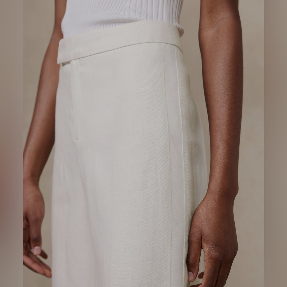 NWT Banana Republic White Salma Wide-Leg Linen Tuxedo Pant_Size 16